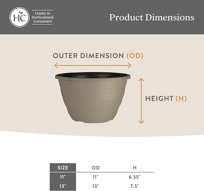 The HC Companies 13 Inch Wrapt Hanging Planters, Lightweight UV-Resistant Plastic Hanging Planters for Indoor & Outdoor Plants, 2-Pack Hanging Flower Pots for Garden, Patio & Home Decor, Black