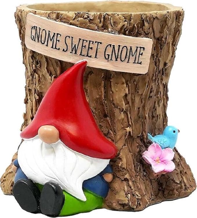 Spoontiques Gnome Flower Pot, Home Décor, Tabletop Decoration, Vase Window Décor, Indoor Outdoor Décor