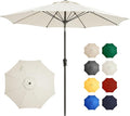 Ayge 9FT Large Outdoor Patio Umbrella Market Table Umbrella-UV Resistant, Easy Push Button Tilt and Crank, 8 Sturdy Fiberglass Ribs Heavy-Duty Pool Umbrella for Deck, Backyard,Garden,White