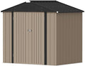 Devoko Outdoor Storage Shed 8 x 6 FT Lockable Metal Garden Shed Steel Anti-Corrosion Storage House with Single Lockable Door for Backyard Outdoor Patio (Brown)