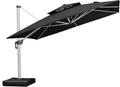PURPLE LEAF 12 Feet Double Top Deluxe Square Patio Umbrella Offset Hanging Umbrella Cantilever Outdoor Market Umbrella Garden, Black