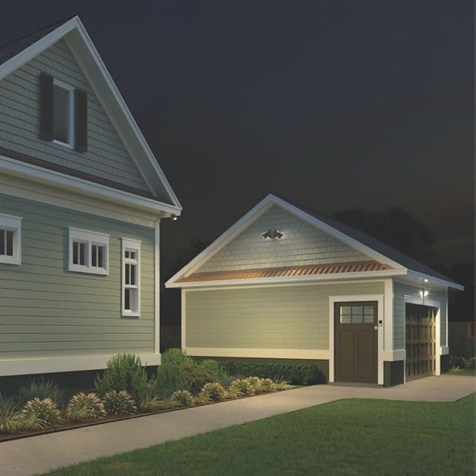 Lithonia Lighting HomeGuard 2-Light LED Outdoor Flood Lights, Outdoor LED Lights, Dusk to Dawn Sensor, Adjustable Lumens, 4000K Cool White, Round Heads, Dark Bronze (HGX LED 2RH ALO 40K 120 PE DDB)
