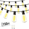 Outdoor Patio String Lights 150ft: ST38 LED Shatterproof Bulbs 3 Modes Button Control - Waterproof Connectable Lights - Wedding Bistro Party Gazebo Backyard Decorative