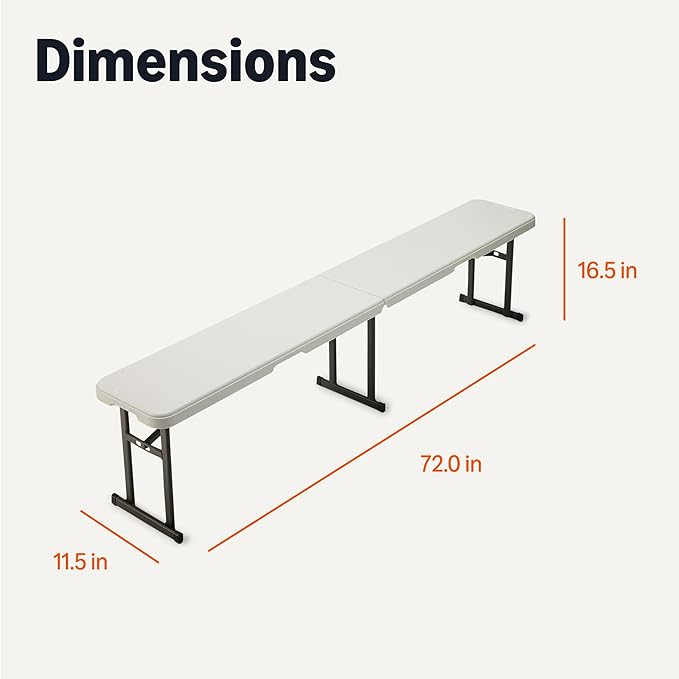 Amazon Basics 6ft Foldable Bench for Indoor & Outdoor Use with Carrying Handle, White