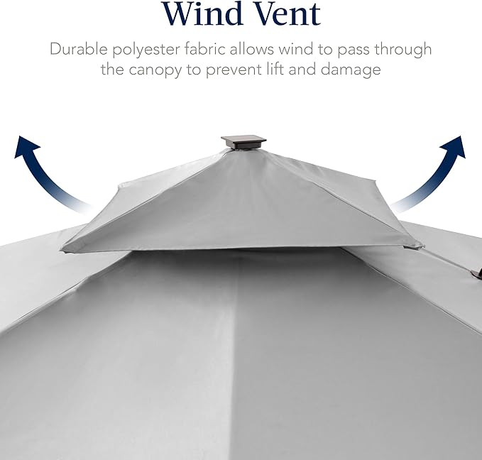Best Choice Products 12x12ft LED Cantilever Patio Umbrella w/Base Included & 360° Rotation, Large Solar Offset Hanging Outdoor Sun Shade for Deck, Backyard Table w/Stand & Lights – Fog Gray