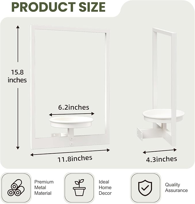 Hanging Planters for Indoor Plants White, Wall Plant Holder Stand to Hold Large Pots - Premium Metal Wall Planters for Indoor Outdoor Decor