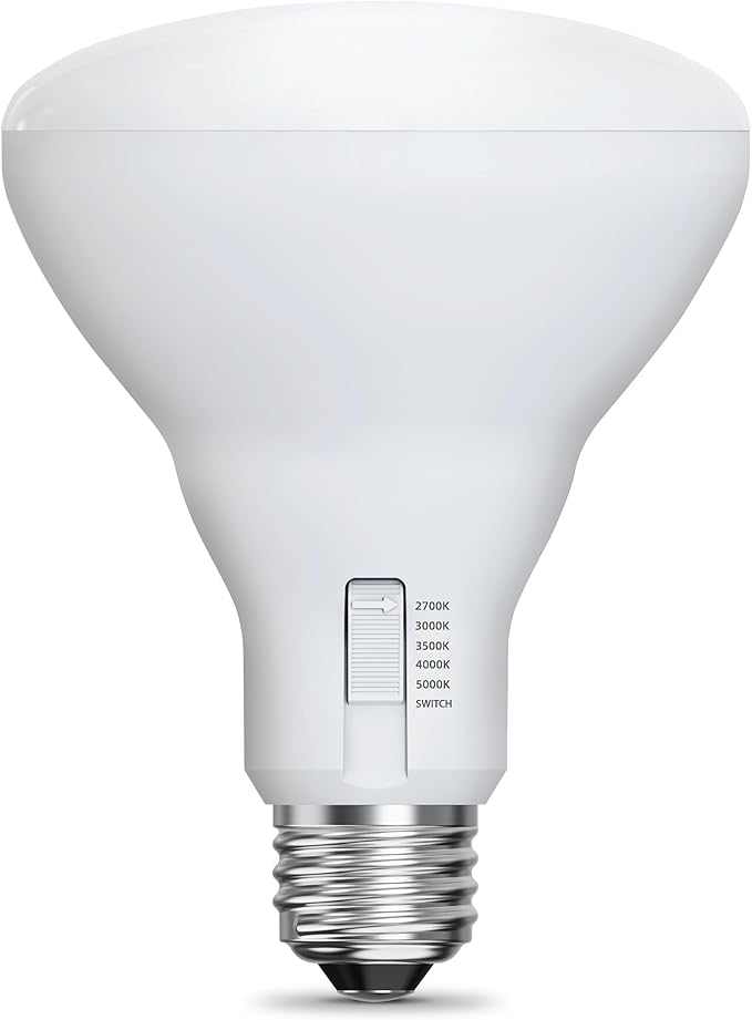 Feit Electric BR30 LED Light Bulb, 100W Equivalent, Dimmable, 1400 Lumens, 5-Color Adjustable White, 90+ CRI, General Purpose Flood & Track Lighting, 25,000-Hour Lifetime, BR30100DM/6WYCA/2, 2 Pack
