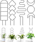 4 Pack Trellis for Indoor Climbing Plant, Small Metal Outdoor Garden Trellis for Potted Plants, Stake Mini Houseplant Trellis Support for Hoya, Vines, Pothos, Monstera (Black)