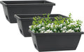 GREANER Rectangular Window Boxes with Trays, 3 Packs Modern Vegetable Planters, 13.8Inch Plastic Flower Boxes Container for Windowsill, Patio, Garden, Balcony, Porch, Indoor and Outdoor Use, Black