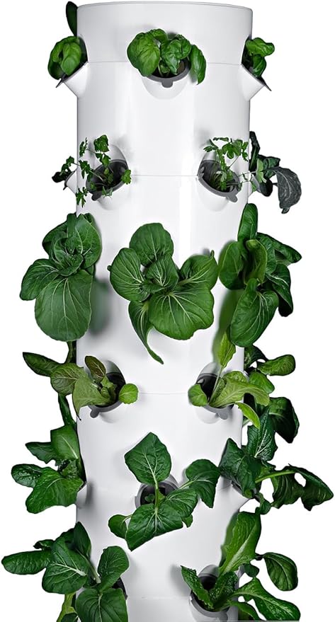 HX Aeroponic Tower | High Capacity Tower | Hydroponics Growing System Kit | Food Grade with 40 Net Pots (Without Lights)