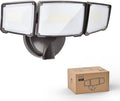 Philips 72W 7400LM LED Flood Lights Outdoor, Switch Controlled Aluminum Security Lights, 3 Adjustable Heads, Wall Mount, 5000K Daylight, Waterproof for Yard, Garage Brown