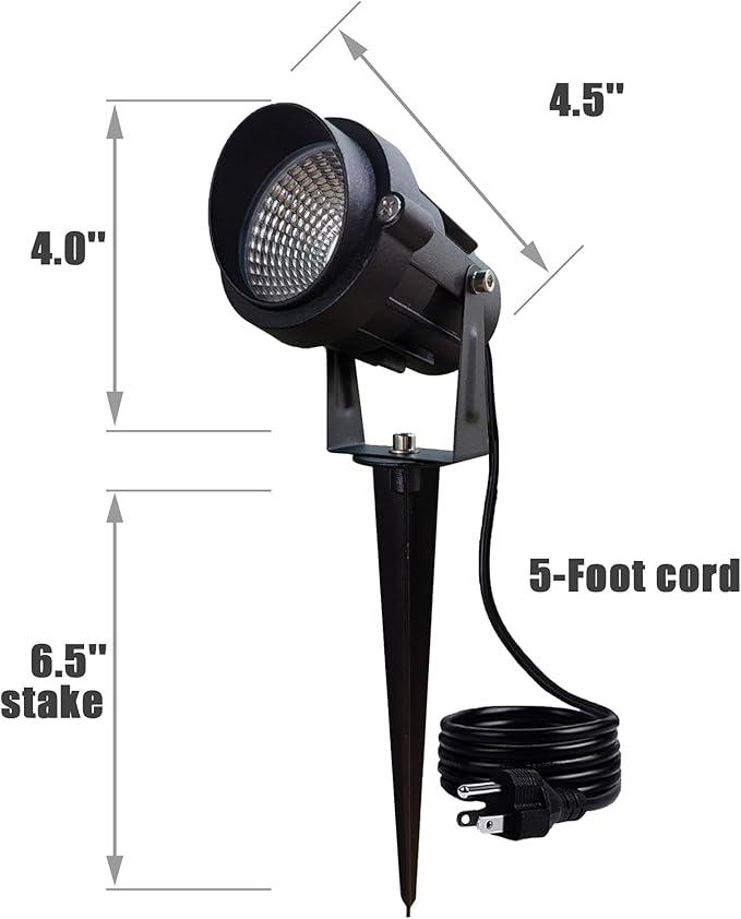 Color Spot Light Outdoor 2-Pack, 120V 12W Waterproof LED Landscape Spotlights, Plug-in Durable Spotlight Outdoor for Yard, Garden, Patio, Tree, House, Halloween, Christmas