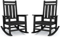 KINGYES Oversized Outdoor Rocking Chair Set of 2, All-Weather Patio Rocking Chairs for Porch, HDPE Outdoor Patio Rockers with High Back & Wide Seat for Garden, Lawn, Black