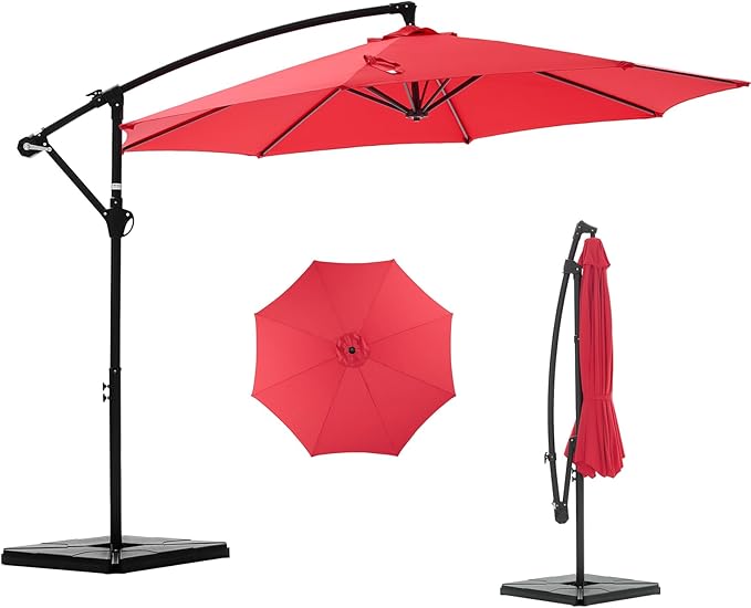 NEWBULIG 10FT Patio Umbrella, Offset Cantilever Outdoor Patio Table Umbrella, UV Protection, Fade Resistant Fabric, Easy Tilt Adjustment for Pool, Deck, Garden, Backyard