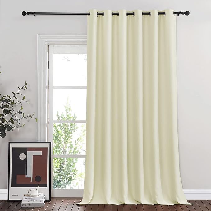 NICETOWN Room Darkening Curtain for Sliding Glass Door, Blackout Patio Door Curtain Wide Window Treatment Privacy Thermal Insulated Drapes for Bedroom/Living Room (1 Panel, Beige, W80 x L95)