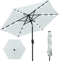 Best Choice Products 7.5ft Outdoor Solar Market Table Patio Umbrella for Deck, Pool w/Tilt, Crank, LED Lights - Baby Blue