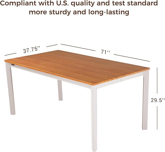 Grand patio 7-Piece Outdoor Dining Set for 6, Metal Woven Wicker Fixed Patio Chairs with Thickened Cushions & 1 Walnut-Like Aluminum Dining Table for Backyard Deck