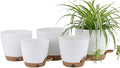 montresor 5-Pack Self-Watering Planters with Wick & Reservoir (5/5.5/6/6.5/7 Inch) – Plastic Indoor Pots with Drainage, White Flower Pot for Violet, Herb