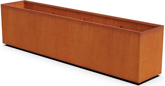 Plantercraft Extra Large Planters Outdoor 96 Inch - Large Rectangular Planters for Outdoor Plants, Corten Steel Planter Box for Garden & Patio Dividers, Metal Planter Rectangle, Fully Assembled