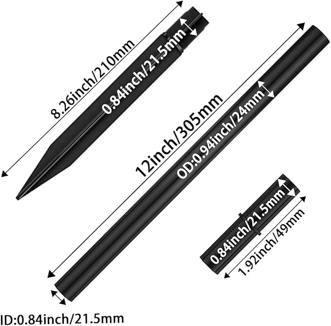 Flame Lamp Extension, Ground Stake and Joint Connector Kit to Make Solar Flashlight Torch Taller, 6 Sets