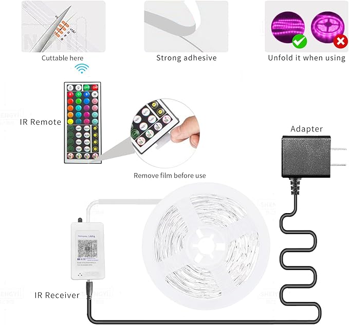 KSIPZE 100ft Led Strip Lights RGB Music Sync Color Changing Led Lights with Smart App Control Remote Led Lights for Bedroom Room Lighting Flexible Home Décor