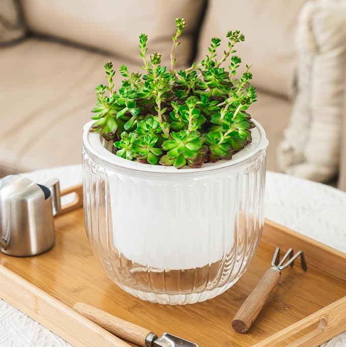 Melphoe 1 Pack Self Watering Hanging Planters Indoor Flower Pots, 8.3 Inch Outdoor Hanging Plant Pot Basket, Plant Hanger with 3Hooks Drainage Holes for Garden Home