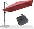 PURPLE LEAF 10 Feet Square Cantilever Umbrella Patio Umbrella with Base Outdoor Umbrella Aluminum Offset with 360-degree Rotation for Garden Deck Pool Patio Terra