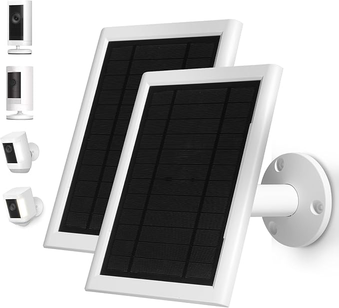 5W Solar Panel Compatible for Ring Camera Spotlight Cam Plus/Pro (Battery) Stick Up Cam/Pro Spotlight Cam Battery, with 10ft Cord IP65 Waterproof with Type-C to DC Adapter Cord-2Pack