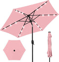 Best Choice Products 7.5ft Outdoor Solar Market Table Patio Umbrella for Deck, Pool w/Tilt, Crank, LED Lights - Carnation