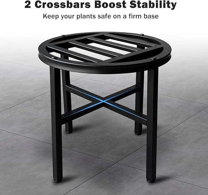 Plant Stand Indoor Outdoor,13 Inch Tall Metal Plant Stands Riser,Heavy Duty Wrought Iron Pedestal Holders for Large Flower Pot,Outside Rust-Proof Black Flower Display Shelf for Patio,1-Pack