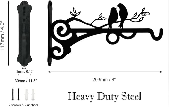 Multipurpose Hanging Basket Plant Brackets Outdoor Indoor, Heavy Duty Solid Steel Plant Hangers, Wall Mounted Lantern Hooks for Garden Plants Flower Light Bird Feeder Pack of 4