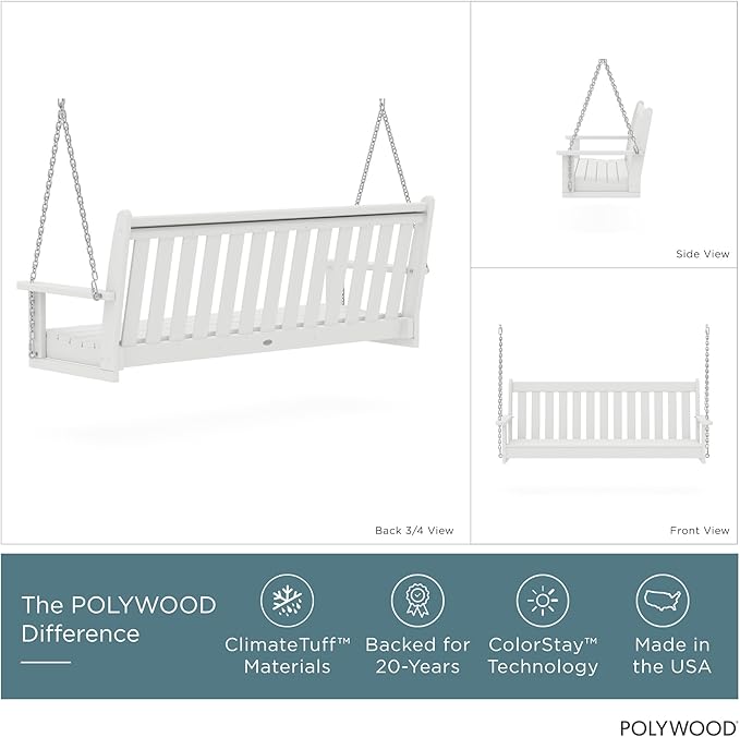 POLYWOOD GNS60WH Vineyard 60" Swing, White