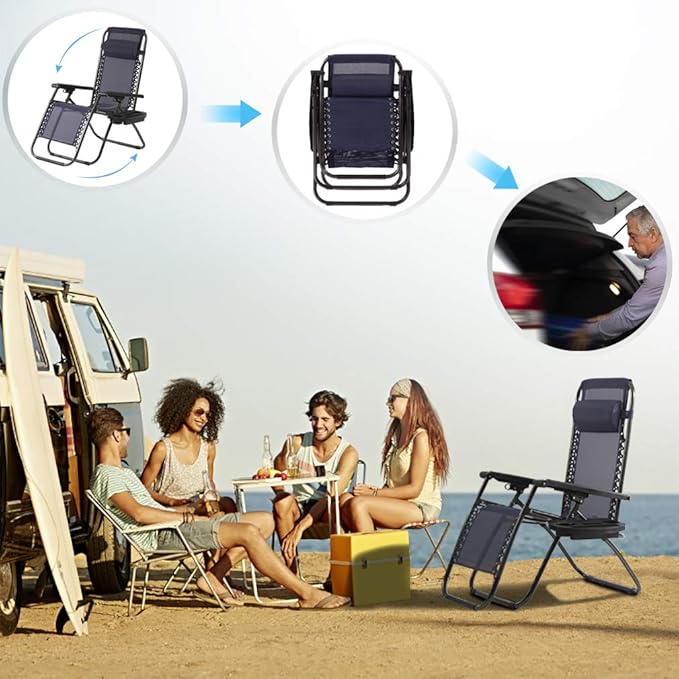 Zero Gravity Chair Patio Lounge Chairs Lounge Patio Chairs 2 Pack Adjustable Reliners for Pool Yard with Cup Holder
