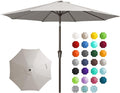 JEAREY 9FT Outdoor Patio Umbrella Outdoor Table Umbrella with Push Button Tilt and Crank, Market Umbrella 8 Sturdy Ribs UV Protection Waterproof for Garden, Deck, Backyard, Pool (Fog Gray)