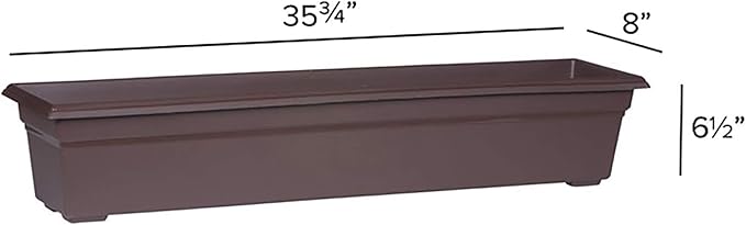 Root & Vessel 16363, Brown, Countryside Flower Box Planter, 36-Inch