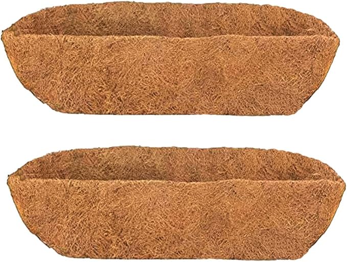 2pcs Trough Coco Liner 24 inch Wall Planter Replaceable Coco Liner for Window Box, Fence Flower Baskets