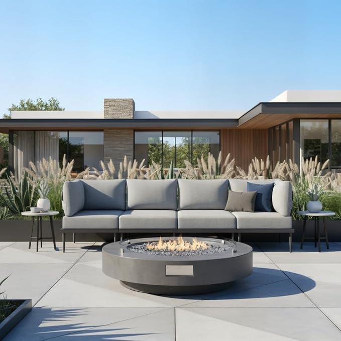 Sundale Outdoor 4 Pieces Patio Furniture Set, Metal Sectional Sofa Patio Conversation Set with 6 Inch Cushions, Modern Patio Corner Couch for Balcony, Porch, Sunroom | Modular, Waterproof, Anti rust