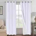 H.VERSAILTEX Linen Curtains 100% Blackout Curtains for Bedroom 90 inch Long Full Light Blocking Nature Linen Blended Window Curtains for Living Room Nickel Grommet (2 Panels, Bright White)