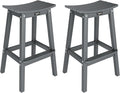 VINGLI 29" Outdoor Bar Stools Set of 2, HDPE Poly Lumber Bar Chairs with Footrest, Weather Resistant Patio Barstools for Bar, Kitchen Counter, Yard (Gray, 29 Inch 2 PC)