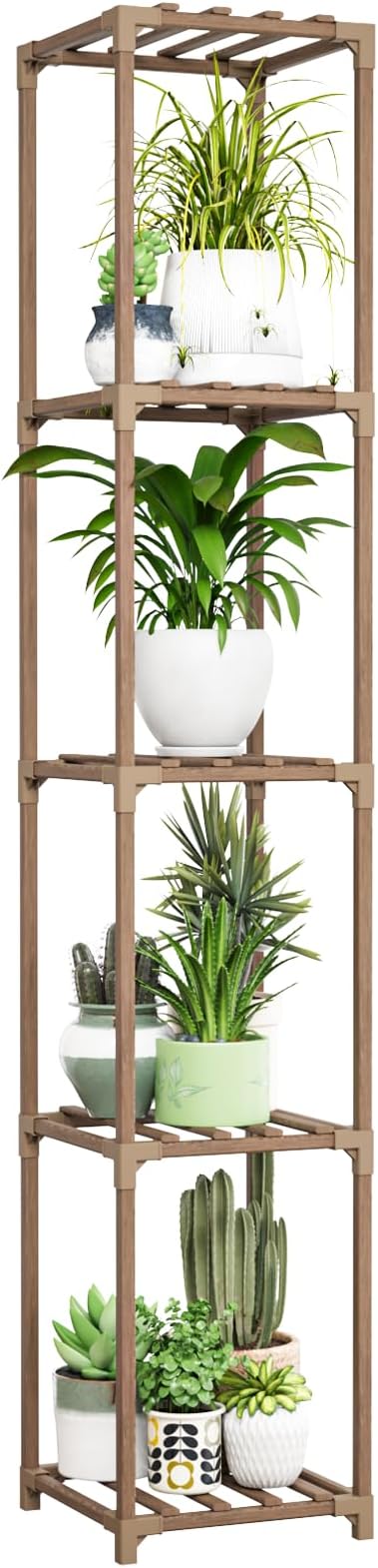 Bamworld Corner Plant Stand Indoor Tall Plant Shelf 5-tier Wood Plant Holder for Multiple Plants Flower Stands Plants Rack Living Room Garden Patio Lawn Window