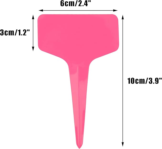 Pink Plant labels,100 Pcs 6 x10cm Plastic Plant T-Type Tags Nursery Garden Labels