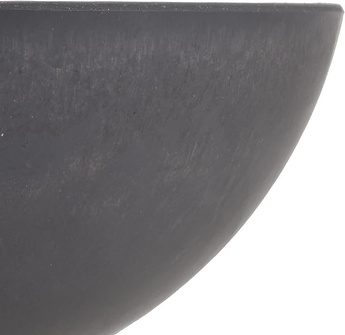 PSW Pot Collection M25DC 10-inch Plastic/Stone/Wood Composite Low Bowl Planter – No Drainage Hole (Drillable), Shallow Indoor/Outer Pot for Succulents, Bonsai, Fairy Gardens, Herbs, Dark Charcoal