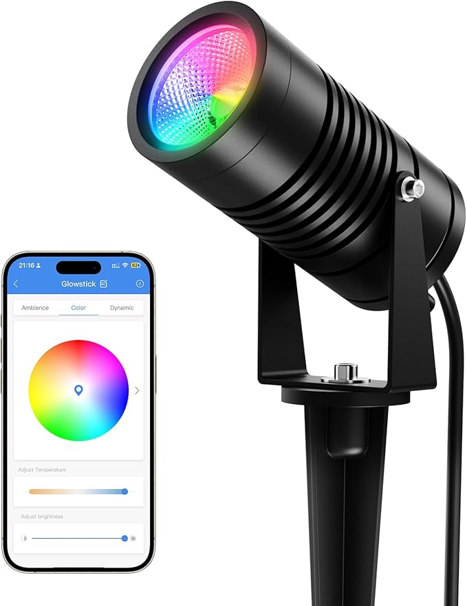 Smart Landscape Lights, APP Controlled RGBCW Color Changing Spot Lights, IP65 Waterproof 24V Low Voltage Outdoor Spotlights for Garden Yard Pathway Holiday Decor