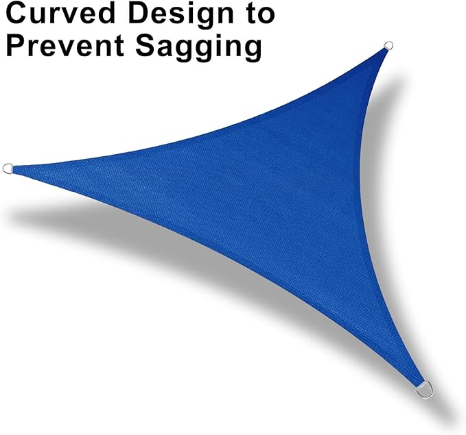LOVE STORY 10' x 10' x 10' Triangle Blue Sun Shade Sail Canopy UV Block for Outdoor Patio Garden Backyard