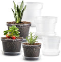 15 Pack 8/7/6 Inch Clear Nursery Pots with Saucer, Transparent Plastic Plant Pot with Drainage Hole, Sturdy Planting Starter Pots for Gardening Flower Herb Vegetable