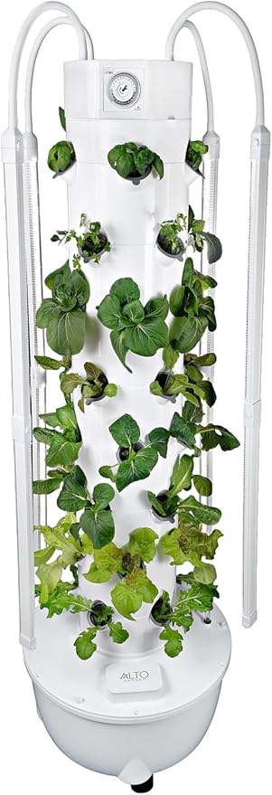 HX Aeroponic Tower | High Capacity Tower | Hydroponics Growing System Kit | Food Grade with 40 Net Pots (with LED Grow Lights)