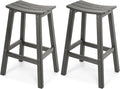 All-Weather Bar Stools Set of 2, 28" Height Outdoor Bar Stools, Never Rot or Fade, for Bar, Kitchen Counter, Deck, and Patio, Grey