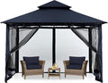 MASTERCANOPY Outdoor Garden Gazebo for Patios with Stable Steel Frame and Netting Walls (9x9,Navy Blue)