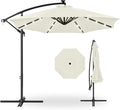 Best Choice Products 10ft Solar LED Offset Cantilever Hanging Market Patio Umbrella, 8 Sturdy Ribs, Easy Adjustment - Ivory