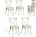 VINGLI Plastic Outdoor Dining Chairs Set of 4, Stackable Patio Cream White Dining Chairs with X Back, Waterproof Kitchen & Dining Room Chairs for Indoor-Outdoor, Capacity 400 lbs